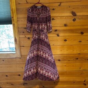 Chic Long Sleeve Patterned Dress